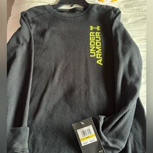 Kid’s Under Armour Charcoal Long Sleeve Tee with Neon Accents